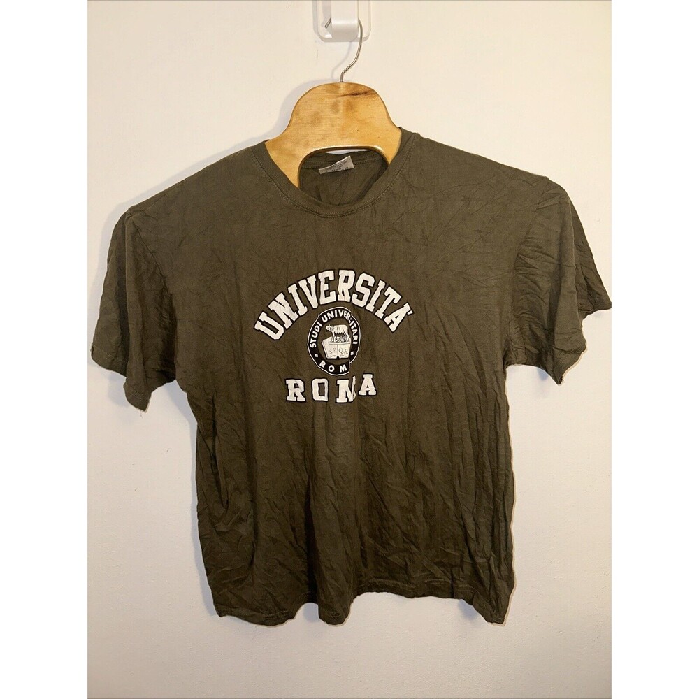 VINTAGE 90s University of Roma Graphic Shirt Size XL Mens Green 1990s